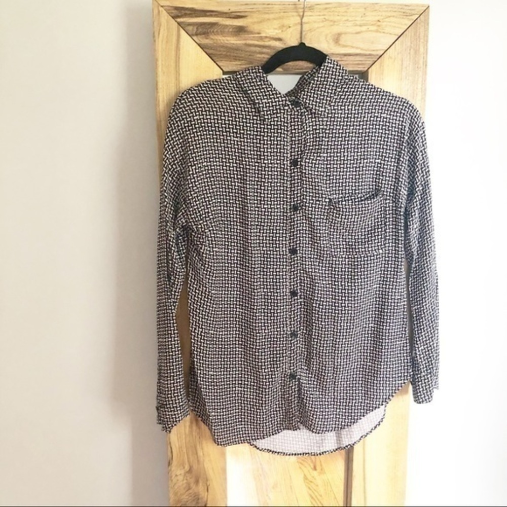 Splendid Black White Printed Button Down Small